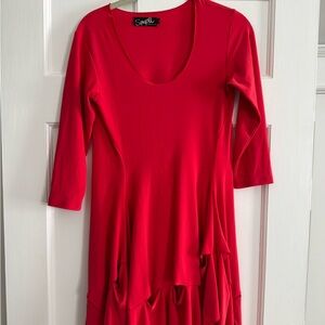 Sympli Asymmetrical Red Dress